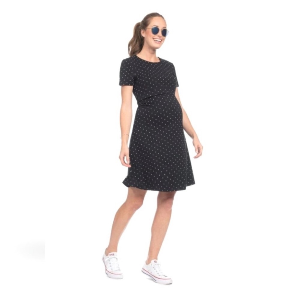 Seraphine Black and White Polka Dot Maternity Mini Dress - Size 2